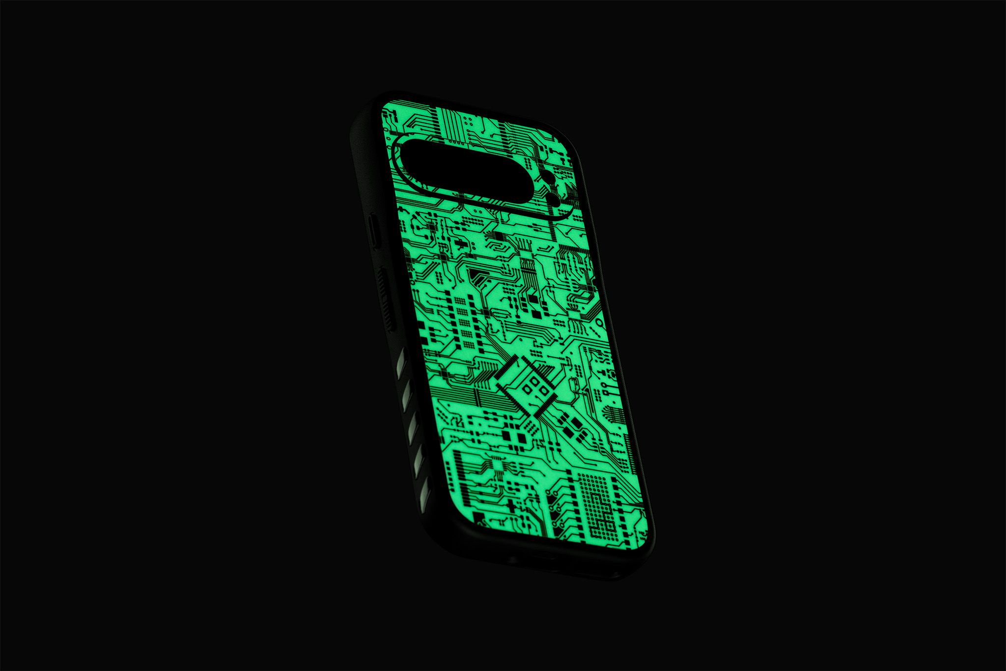 Pixel 9 Pro Circuit Board case in glow in the dark