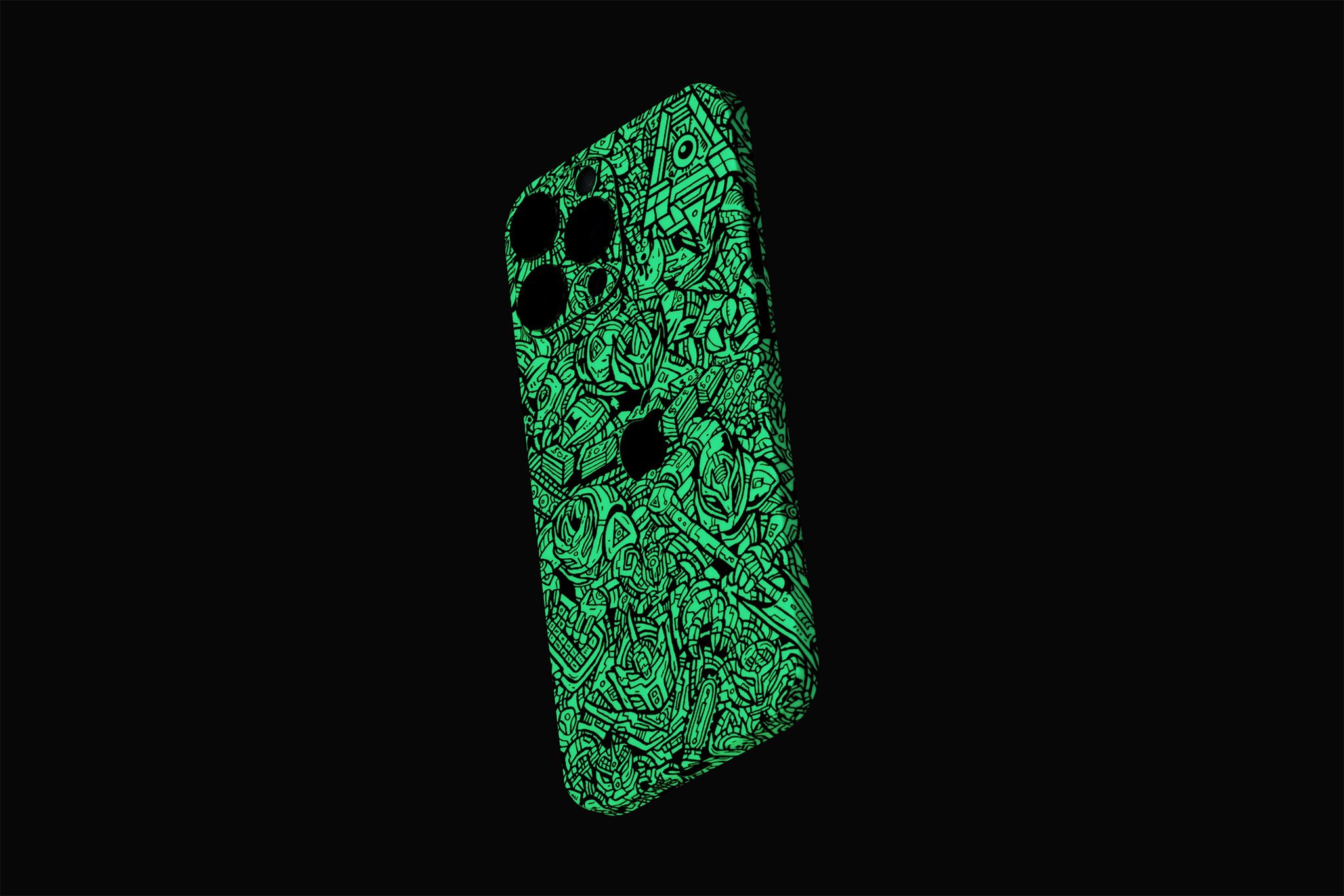 iPhone 16 Pro Max Glowbot skin in glow in the dark