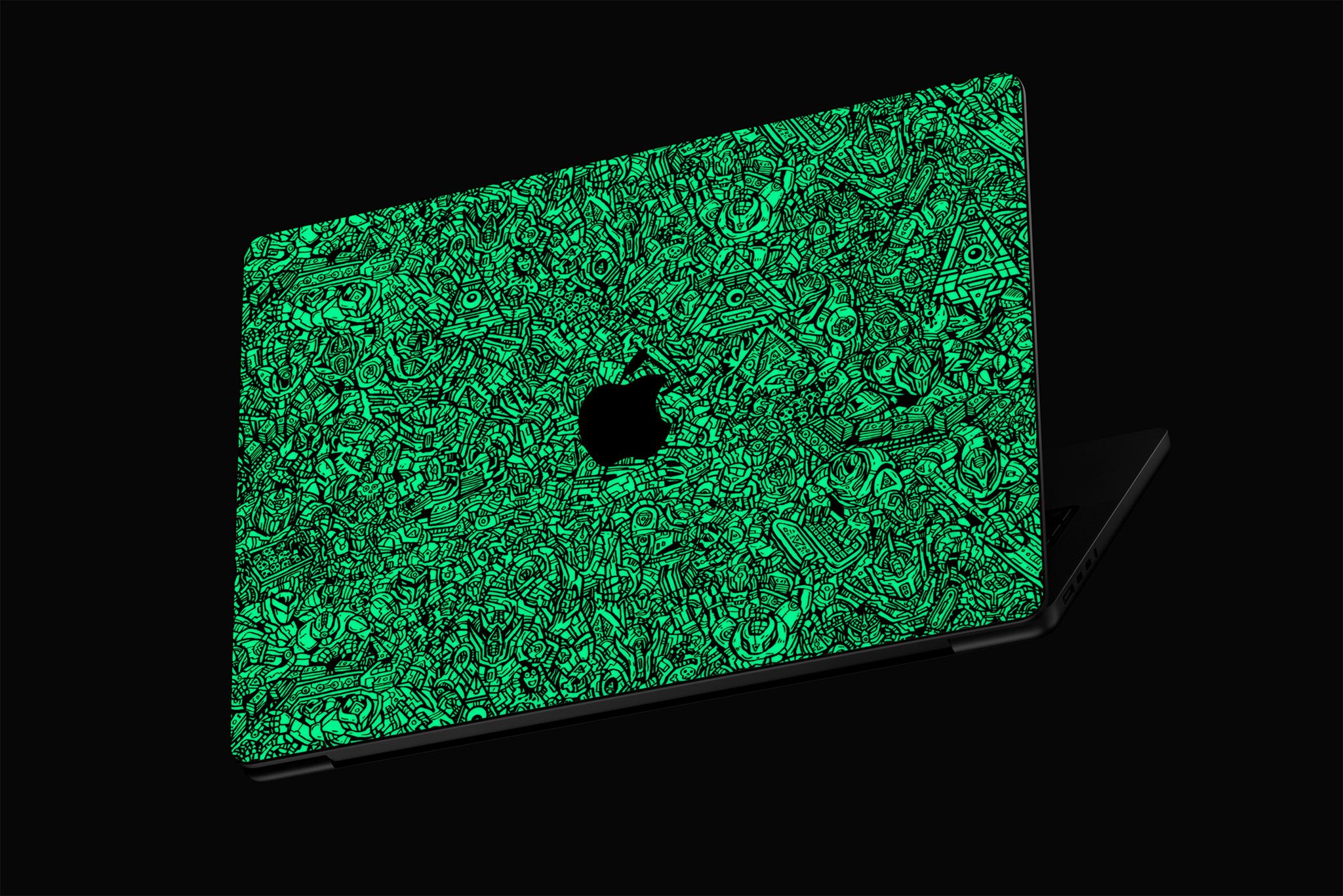 Macbook Pro 14" Glowbot skin in glow in the dark