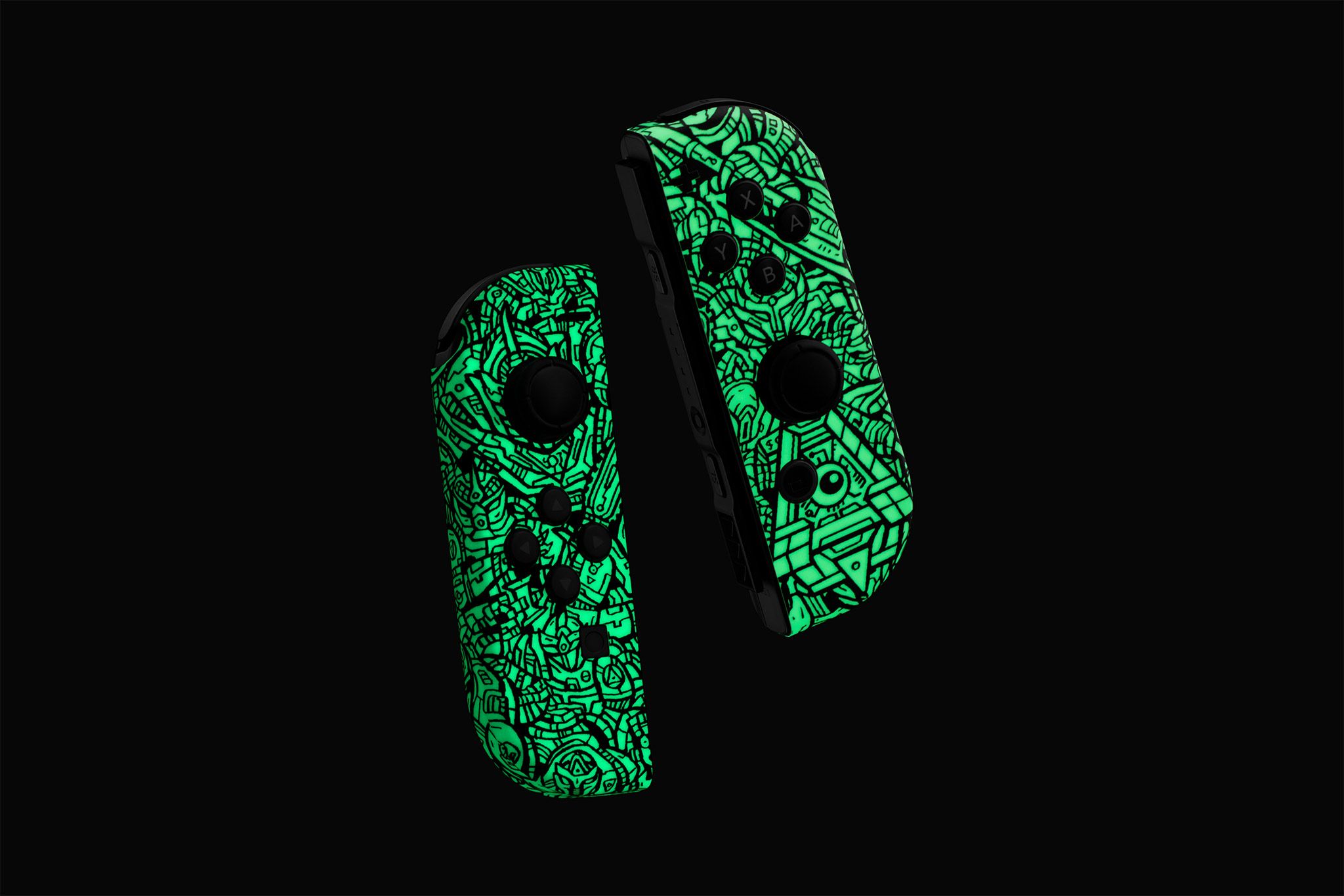 Nintendo Switch Joy-Cons Glowbot skin in glow in the dark