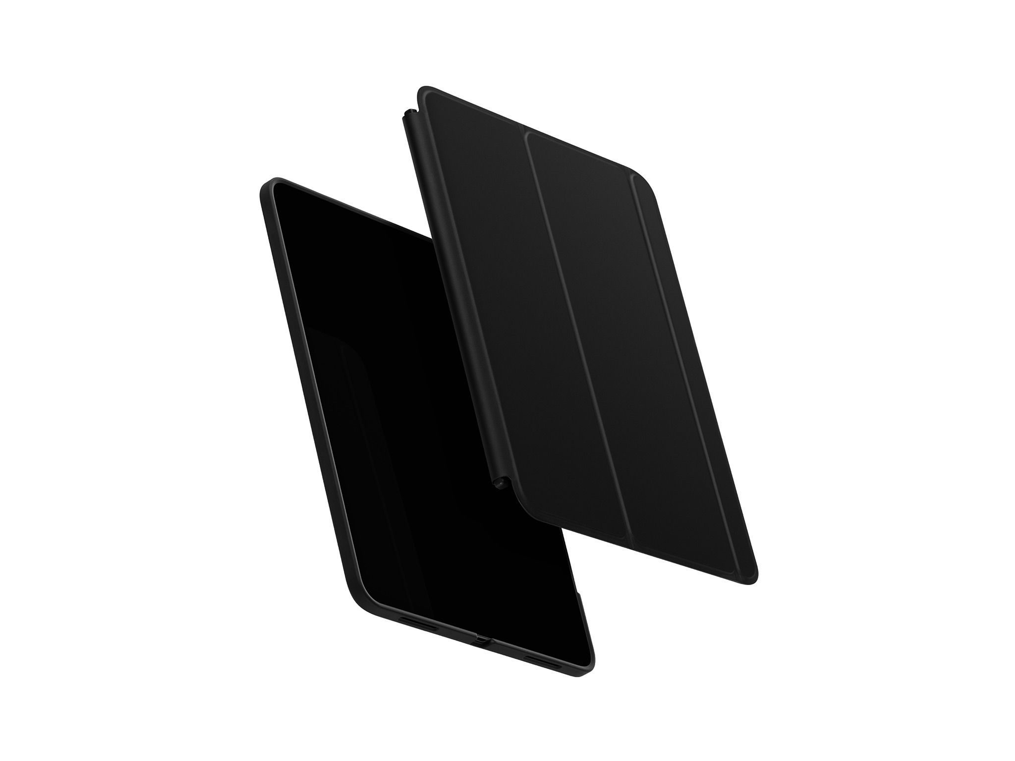 An iPad 11 (A16) with the back portion of our Grip applied to it. The Folio is detached from the device, displaying its removable nature.