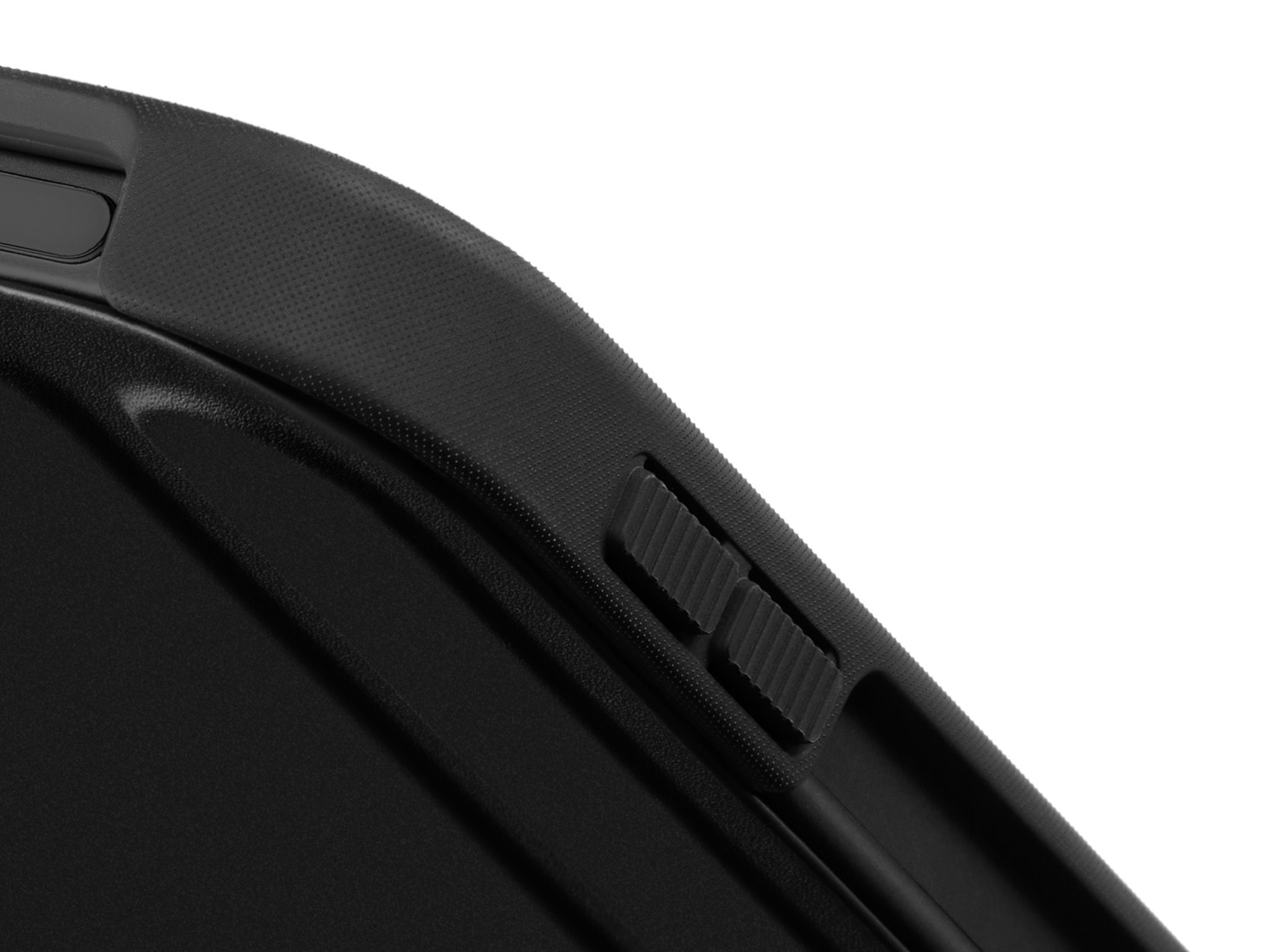 A close-up of the textured buttons on our iPad Folio Grip. 
