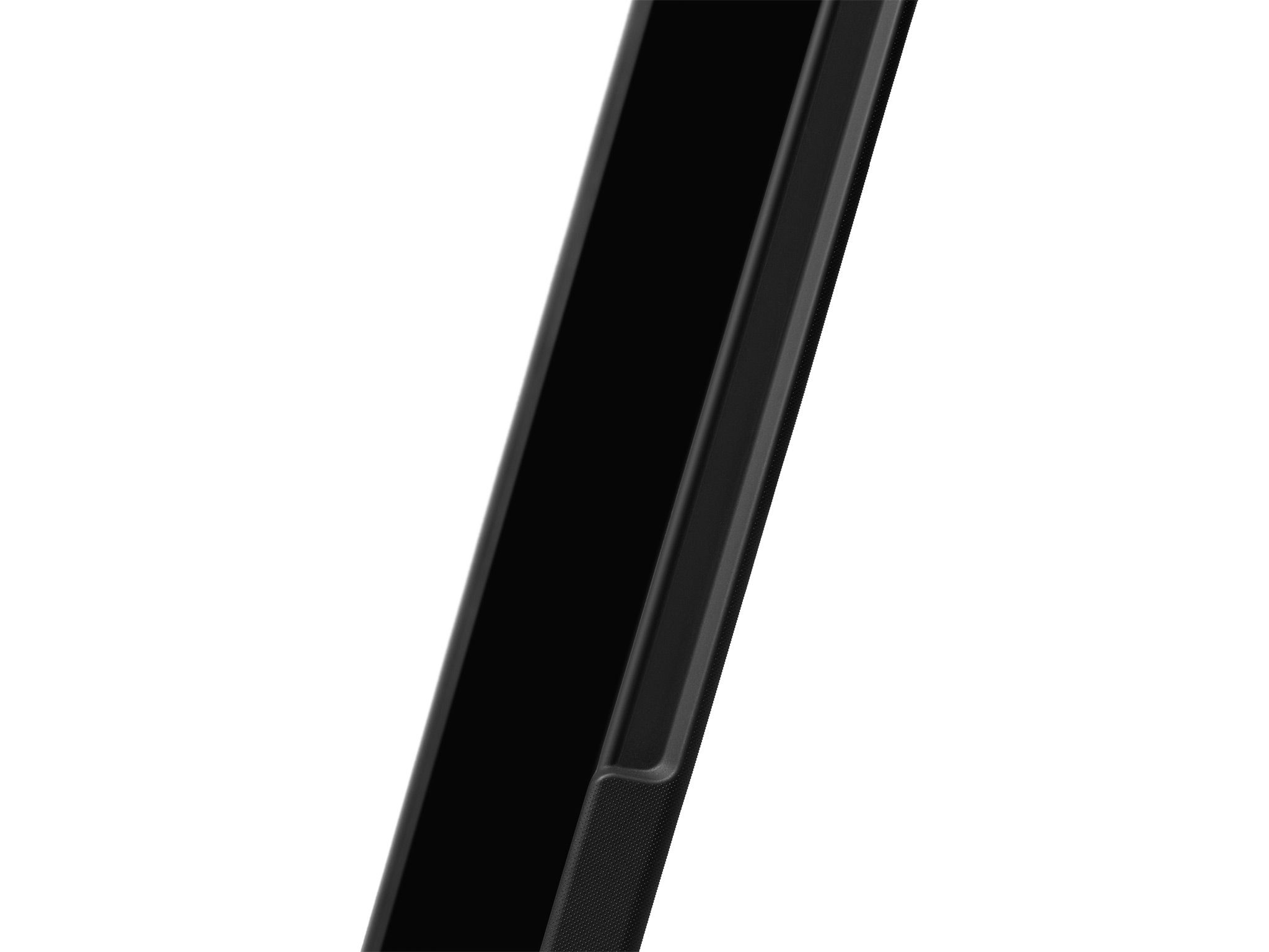 A side profile of an iPad Mini 6 with our Folio Grip applied to it, detailing the slim form factor of the case.