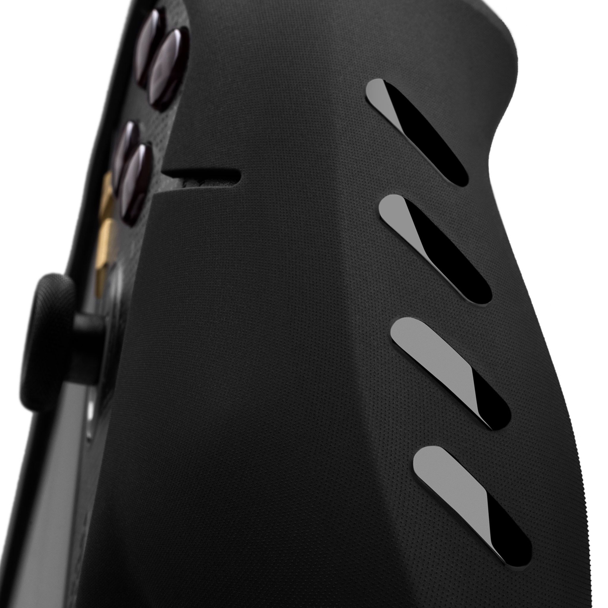 A close-up of the side Grips of the ROG Xbox Ally X, with our Killswitch Case applied. 