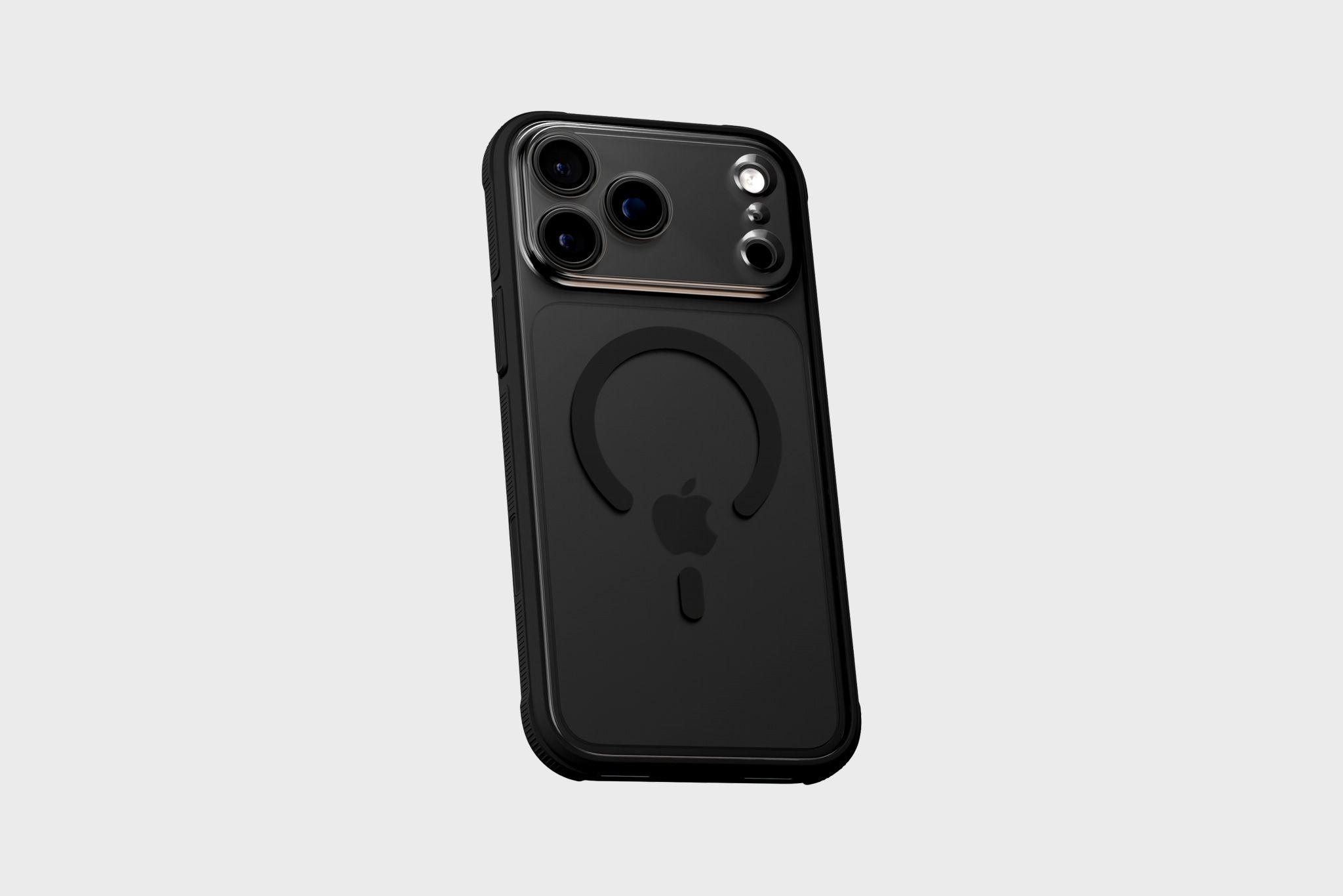iPhone 18 Pro in Deep Black with a dbrand Ghost Case applied