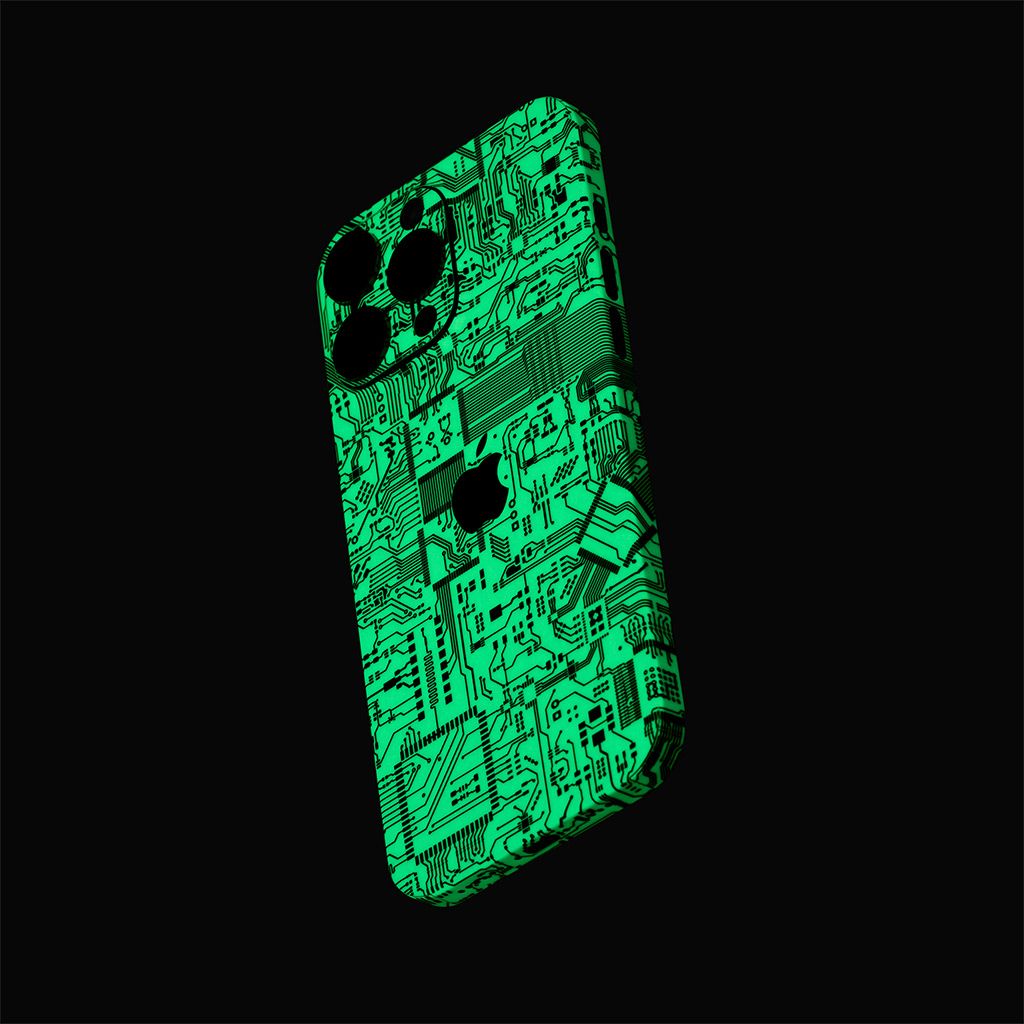 iPhone 16 Pro Max Circuit Board skin in glow in the dark