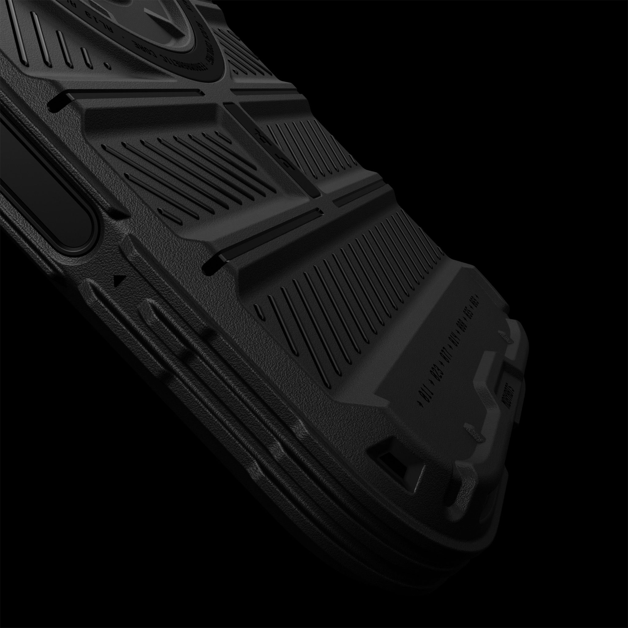 A close-up from the right side of our Tank Case for the iPhone 18 Pro. The pronounced bottom is clearly visible.
